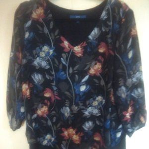Black and Floral Silky shirt